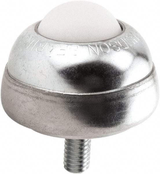 Hudson Bearing - 1 Inch Diameter, Round, Nylon Ball Transfer - 1-3/4 Inch Overall Diameter, 1-3/8 Inch Mount Height, 75 Lb. Capacity - Exact Tool & Supply
