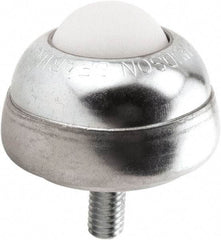 Hudson Bearing - 1 Inch Diameter, Round, Nylon Ball Transfer - 1-3/4 Inch Overall Diameter, 1-3/8 Inch Mount Height, 75 Lb. Capacity - Exact Tool & Supply