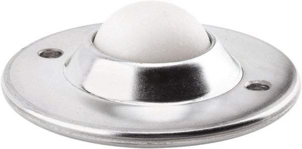 Hudson Bearing - 1-1/2 Inch Diameter, Round, Nylon Ball Transfer - 3.6563 Inch Overall Diameter, 1.1406 Inch Mount Height, 200 Lb. Capacity - Exact Tool & Supply