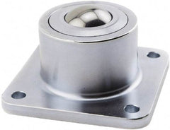 Hudson Bearing - 1.1875 Inch Diameter, Square, Stainless Steel Ball Transfer - 1.7813 Inch Mount Height, 750 Lb. Capacity - Exact Tool & Supply