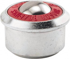 Hudson Bearing - 1.1875 Inch Diameter, Round, Carbon Steel Ball Transfer - 2 Inch Overall Diameter, 1/2 Inch Mount Height, 500 Lb. Capacity - Exact Tool & Supply