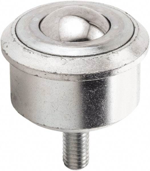 Hudson Bearing - 1.1875 Inch Diameter, Round, Carbon Steel Ball Transfer - 2 Inch Overall Diameter, 1.4375 Inch Mount Height, 750 Lb. Capacity - Exact Tool & Supply