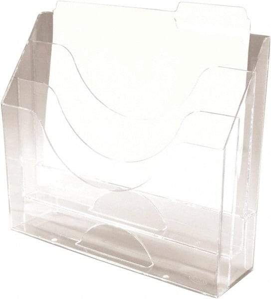 Rolodex - 13.44" Wide x 11-1/2" High x 3.8" Deep Plastic Document Organizer - 3 Compartments, Clear, 13" Wide x 3" High Compartment - Exact Tool & Supply