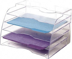 Rolodex - 13.58" Wide x 10.35" High x 8.58" Deep Plastic Document Organizer - 5 Compartments, Clear, 13" Wide Compartment - Exact Tool & Supply