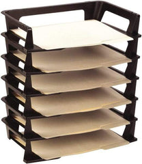 Rolodex - 15.23" Wide x 16-1/2" High x 9" Deep Plastic Document Organizer - 6 Compartments, Black, 15" Wide Compartment - Exact Tool & Supply