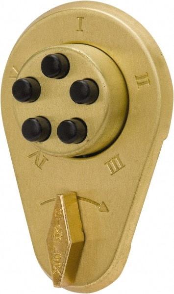 Kaba Access - 1-3/4 to 2-1/8" Door Thickness, Bright Brass Finish, Mechanical Deadbolt - Nonhanded Handling, Combination Override, Keyless Cylinder - Exact Tool & Supply