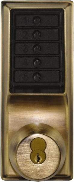 Kaba Access - 1-3/8 to 2-1/4" Door Thickness, Antique Brass Pushbutton Knob Lockset - 2-3/4" Back Set, 1 Code, 6 or 7 Pin Length Best & Compatible (Core Not Included) Cylinder - Exact Tool & Supply