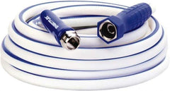 Legacy - 25' Long Marine/RV Hose - 5/8" Diam, 3/4" GHT, Hi-Tec Polymer, 150 psi, All Season, White with Blue Stripe - Exact Tool & Supply