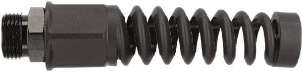 Legacy - Black Anodized Aluminum Air Hose End Fitting & Air Hose Bend Restrictor - 3/4 Male Garden Hose Thread - Exact Tool & Supply