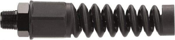 Legacy - Black Anodized Aluminum Air Hose End Fitting & Air Hose Bend Restrictor - 3/8 MNPT - Exact Tool & Supply