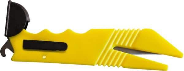 ICT - Fixed Safety Utility Knife - 1" Stainless Steel Blade, Yellow ABS Handle, 2 Blades Included - Exact Tool & Supply