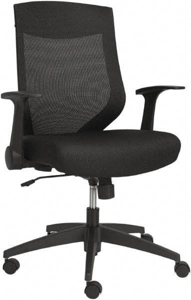 ALERA - 36-5/8 to 42-7/8" High Mid Back Chair - 26" Wide x 22-1/2" Deep, Fabric Mesh Seat, Black - Exact Tool & Supply