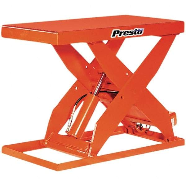 Presto Lifts - 5,000 Lb Capacity Hydraulic Scissor Lift - 7-1/4" to 43" Lift Height, 48" Platform Length x 24" Platform Width, 24" OAL - Exact Tool & Supply