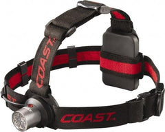 Coast Cutlery - White, Red LED Bulb, 145 Lumens, Hands-free Flashlight - Black, Red Plastic Body, 3 AAA Batteries Included - Exact Tool & Supply