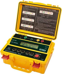 Extech - 0.002 to 2 k Ohm, LCD Display Earth Ground Resistance Tester - AA Battery, 2 mA Current, 820 Hz - Exact Tool & Supply