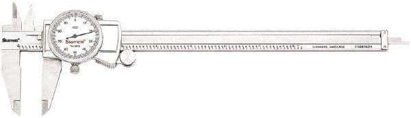 Starrett - 0" to 8" Range, 0.001" Graduation, 0.1" per Revolution, Dial Caliper - White Face, 1.5" Jaw Length, Accurate to 0.001" - Exact Tool & Supply