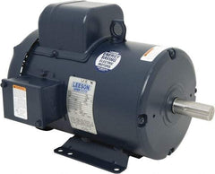 Leeson - 3 Max hp, 3,600 Max RPM, Capacitor Start Electric AC DC Motor - 115/230 V Input, Single Phase, 182T Frame, 1-1/8" Shaft Diam, Rigid Base Mount, TEFC Enclosure - Exact Tool & Supply