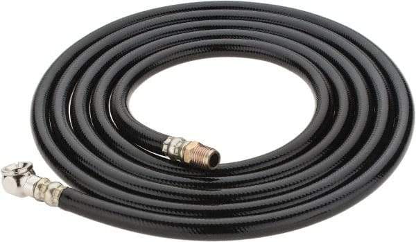 PRO-SOURCE - 1/4" ID x 1/2" OD 10' Long Air Tank Hose - Tire Chuck Ends, 300 Working psi, 158°, 1/4" Fitting, Black - Exact Tool & Supply