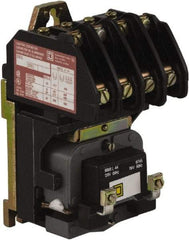 Square D - No Enclosure, 4 Pole, Electrically Held Lighting Contactor - 20 A (Tungsten), 30 A (Fluorescent), 208 VAC at 60 Hz, 4NO Contact Configuration - Exact Tool & Supply