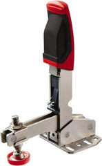 Bessey - 700 Lb Holding Capacity, Vertical Handle, Manual Hold Down Toggle Clamp - 55° Handle Movement, 45° Bar Opening, U-Bar, Flanged Base, Carbon Steel - Exact Tool & Supply