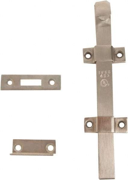 IVES - 8 Inch Long, 1 Inch Wide, Surface Bolt - Steel, Satin Chrome Finish - Exact Tool & Supply