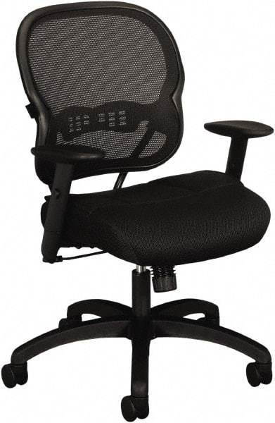 Basyx - 41-3/4" High Mid Back Chair - 27-3/8" Wide x 26-3/8" Deep, Padded Mesh Seat, Black - Exact Tool & Supply