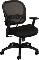 Basyx - 41-3/4" High Mid Back Chair - 27-3/8" Wide x 26-3/8" Deep, Padded Mesh Seat, Black - Exact Tool & Supply