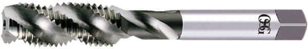 OSG - M2x0.40 Metric, 2 Flute, 50° Helix, Semi-Bottoming Chamfer, Bright Finish, High Speed Steel Spiral Flute STI Tap - Right Hand Flute, 1-7/8" OAL, 0.141" Shank Diam, 9/16" Thread Length, 6H Class of Fit, Series S109 - Exact Tool & Supply