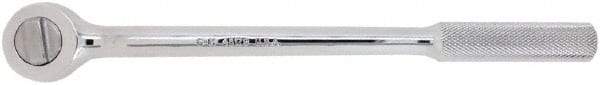 SK - 3/8" Drive Round Head Ratchet - Full Polish Chrome Finish, 10-1/4" OAL, 60 Gear Teeth, Full Polished Knurled Handle, Reversible Head - Exact Tool & Supply