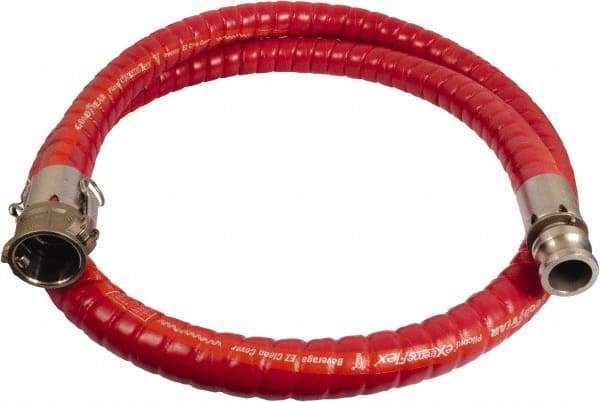 Continental ContiTech - 1" Inside x 1.52" Outside Diam, 220°F, Male x Female Camlock Food & Beverage Hose - 2" Bend Radius, Red, 25' Long, 250 Max psi, 29 Vacuum Rating - Exact Tool & Supply