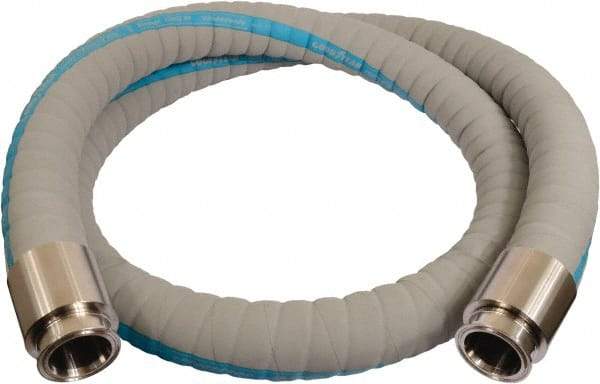 Continental ContiTech - 1" Inside x 1.56" Outside Diam, 220°F, Tri-Clovers Food & Beverage Hose - 1-1/2" Bend Radius, Gray, 15' Long, 250 Max psi, 29 Vacuum Rating - Exact Tool & Supply