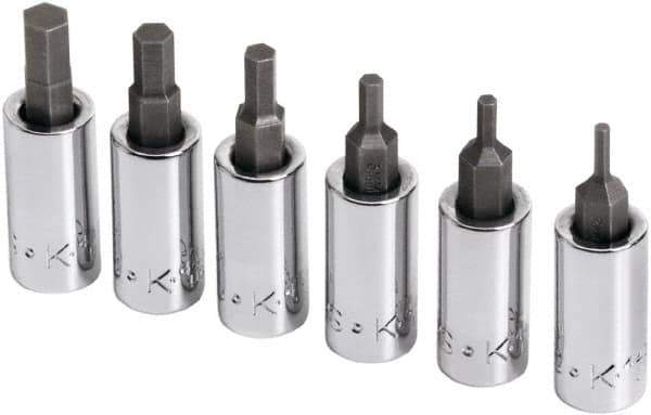 SK - 6 Piece 1/4" Drive Metric Hex Bit Socket Set - 2 to 6mm Hex - Exact Tool & Supply