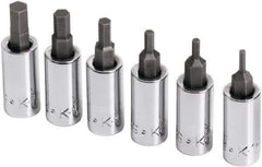 SK - 6 Piece 1/4" Drive Metric Hex Bit Socket Set - 2 to 6mm Hex - Exact Tool & Supply