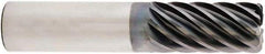 Niagara Cutter - 1", 9 Flute, Single End, Solid Carbide, 0.09" Corner Radius End Mill - 5" OAL, 38° Helix, Right Hand Flute, 2" LOC, Right Hand Cut - Exact Tool & Supply