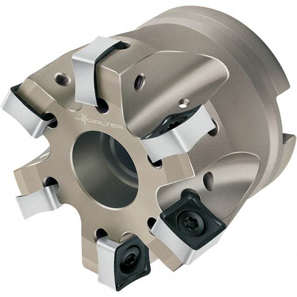 Walter - 7 Inserts, 3" Cut Diam, 1" Arbor Diam, 0.315" Max Depth of Cut, Indexable Square-Shoulder Face Mill - 1.969" High, SN.X 1205.. Insert Compatibility, Through Coolant, Series Xtra-tec - Exact Tool & Supply