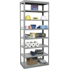 Hallowell - 8 Shelf Starter Heavy-Duty Open Steel Shelving - 400 Lb Capacity, 48" Wide x 87" High x 12" Deep, Gray - Exact Tool & Supply