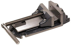Cardinal Tool - 6" Jaw Opening Capacity x 1-1/2" Throat Depth, Horizontal Drill Press Vise - 4" Wide Jaw, Stationary Base, Rapid Action, 13" OAL x 3" Overall Height, Steel - Exact Tool & Supply