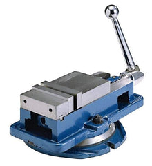Interstate - 4" Jaw Width, 4" Jaw Opening Capacity, Horizontal Swivel Machine Vise - Manual Operation, 4,409 Lb Capacity, 1 Station, 14.85" Long x 4-31/32" High x 1-1/8" Deep, 1-1/8" Jaw Height - Exact Tool & Supply