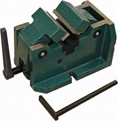 Interstate - 4" Jaw Width, 2-3/8" Max Jaw Opening, Manual Self Centering Vise - 11-27/64" OAL x 7-11/16" OAH - Exact Tool & Supply