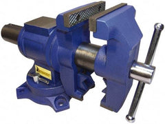 Interstate - 5" Jaw Width x 4-15/16" Jaw Opening Capacity, 2.64" Throat Depth, Bench & Pipe Combination Vise - 19/32 to 2.52" Pipe Capacity, Swivel Base, Bolt Down Attachment, Cast Iron - Exact Tool & Supply