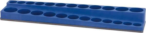 Value Collection - 24 Piece Capacity Magnetic Deep & Shallow Socket Holder - 3/8" Drive, Blue - Exact Tool & Supply