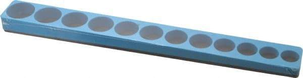 Made in USA - 12 Piece Capacity Magnetic Shallow Socket Holder - 3/8" Drive, Blue - Exact Tool & Supply