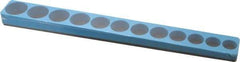 Made in USA - 12 Piece Capacity Magnetic Shallow Socket Holder - 3/8" Drive, Blue - Exact Tool & Supply