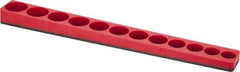 Made in USA - 12 Piece Capacity Magnetic Shallow Socket Holder - 3/8" Drive, Red - Exact Tool & Supply