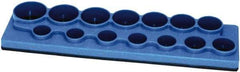 Made in USA - 12 Piece Capacity Magnetic Shallow Socket Holder - 1/2" Drive, Blue - Exact Tool & Supply