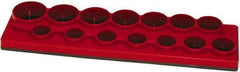 Made in USA - 12 Piece Capacity Magnetic Shallow Socket Holder - 1/2" Drive, Red - Exact Tool & Supply