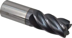 Accupro - 1", 5 Flute, Single End, Solid Carbide, 0.09" Corner Radius End Mill - 4" OAL, Right Hand Flute, 2" LOC, Right Hand Cut - Exact Tool & Supply