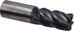 Accupro - 1", 5 Flute, Single End, Solid Carbide, 1/8" Corner Radius End Mill - 4" OAL, Right Hand Flute, 2" LOC, Right Hand Cut - Exact Tool & Supply
