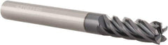 Accupro - 3/8", 1/2" LOC, 3/8" Shank Diam, 4" OAL, 5 Flute, Solid Carbide Square End Mill - Single End, AlTiN Finish, Spiral Flute, Variable° Helix, Centercutting, Right Hand Cut, Right Hand Flute - Exact Tool & Supply