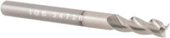 SGS - 1/2", 2" LOC, 1/2" Shank Diam, 4" OAL, 3 Flute, Solid Carbide Square End Mill - Single End, TiB2 Finish, Spiral Flute, 38° Helix, Right Hand Cut, Right Hand Flute, Series 43 - Exact Tool & Supply